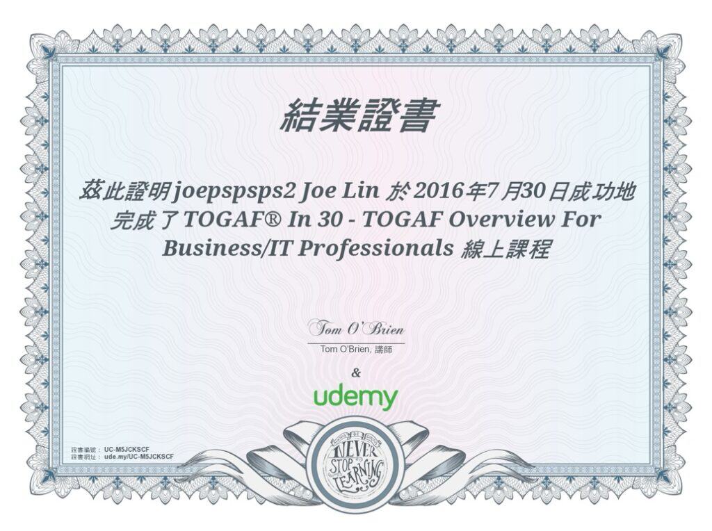 TOGAF 的商業與IP架構課程 - udemy