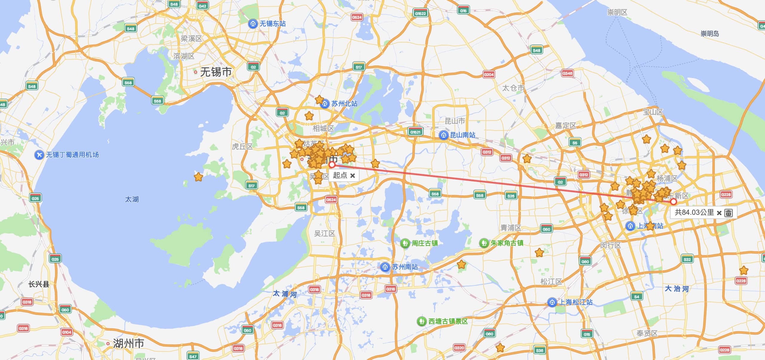 蘇州與上海的空間距離